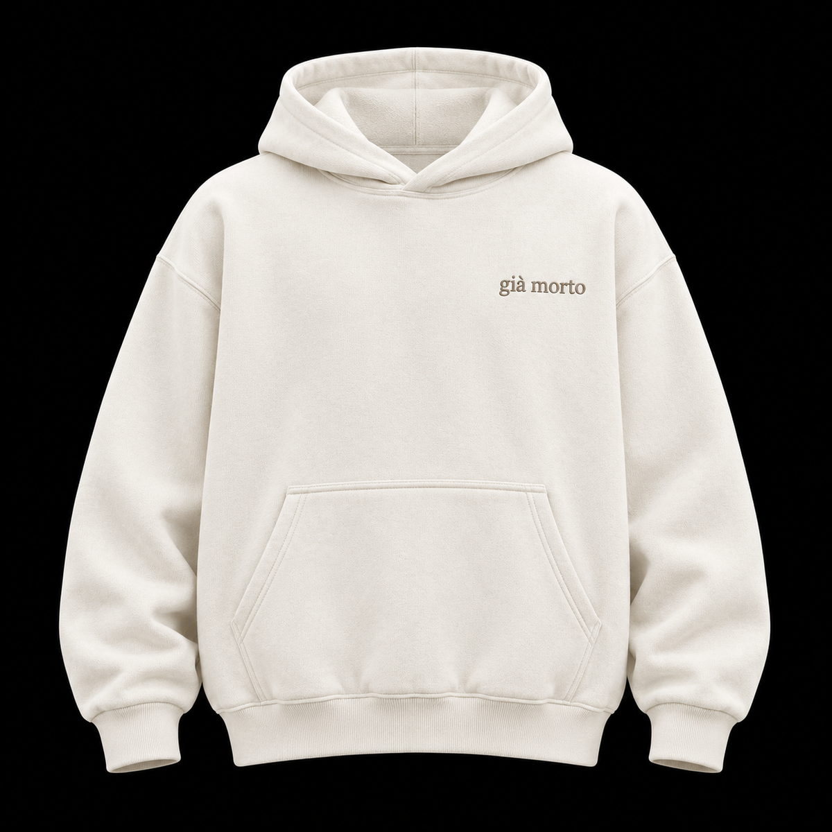 Off white hoodie, già morto on the chest