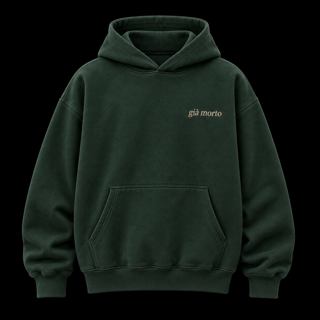 Green hoodie, già morto on the chest