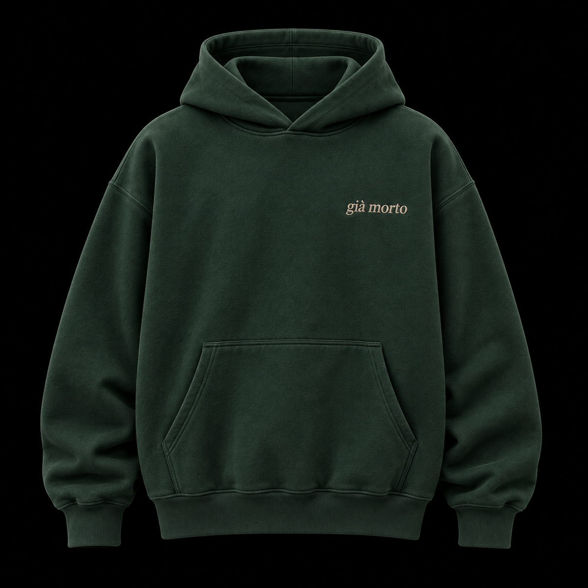 Green hoodie, già morto on the chest