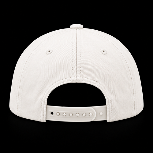 Off white cap from the back, adjustable strap
