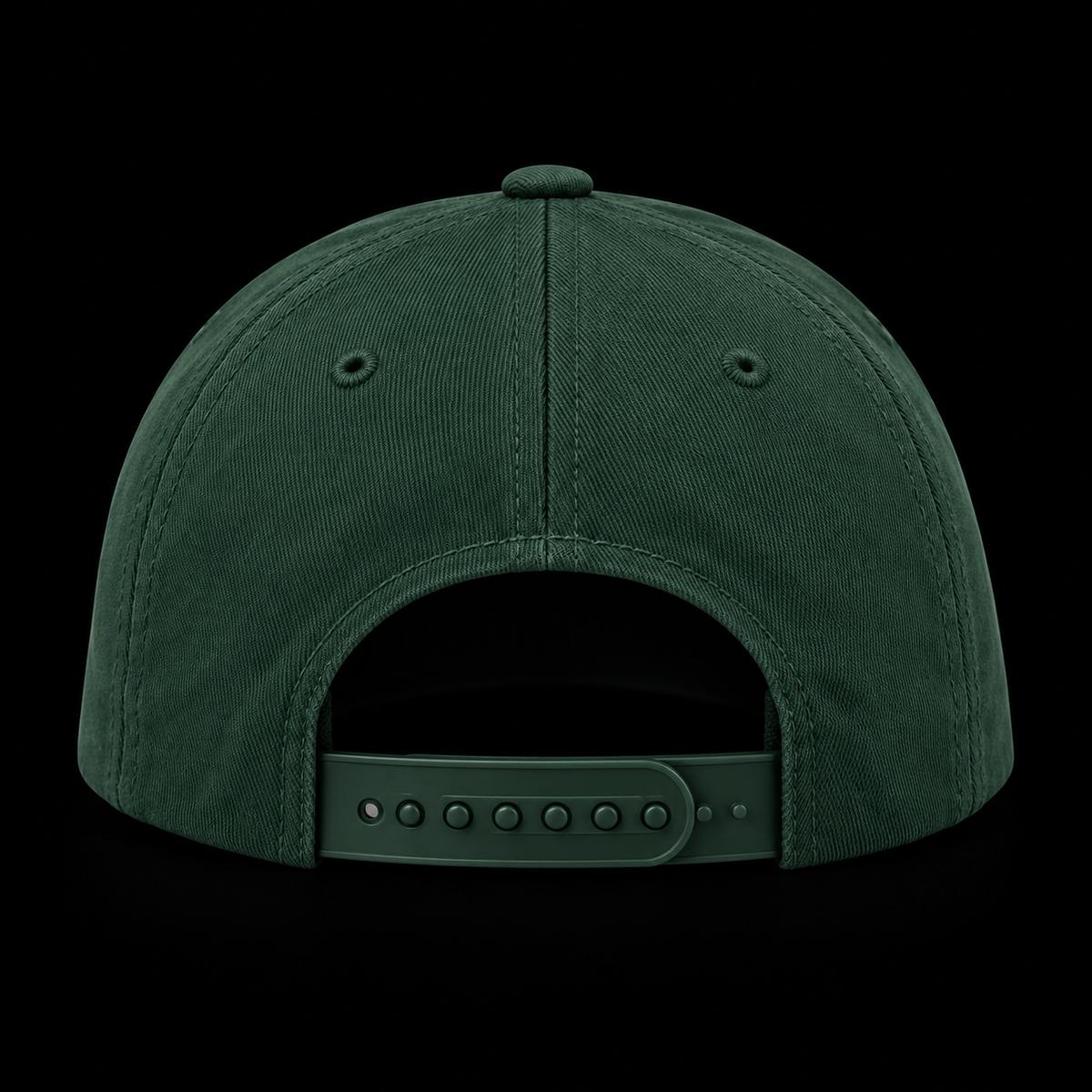 Green cap from the back, adjustable strap