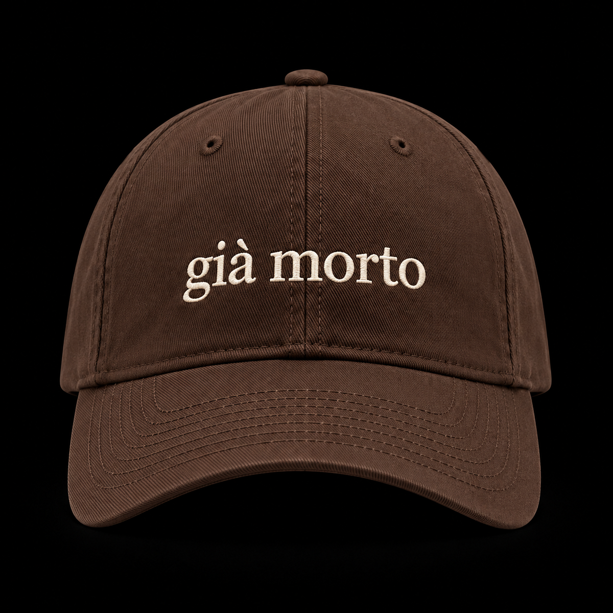 Brown cap, già morto stitched on the front