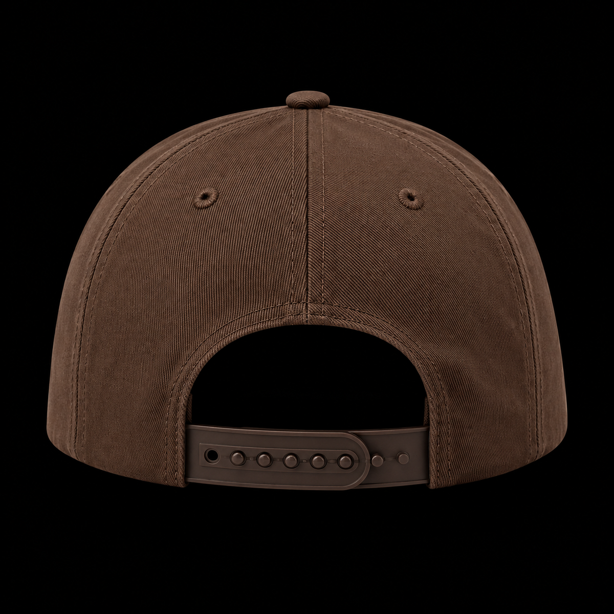 Brown cap from the back, adjustable strap